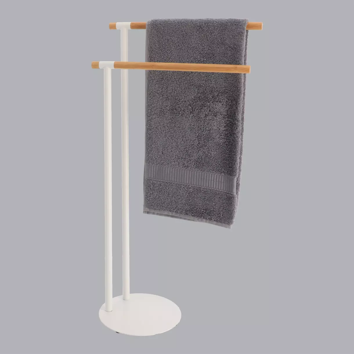 Handdoekenrek 2 stangen (H77 cm) Bamboe Wit