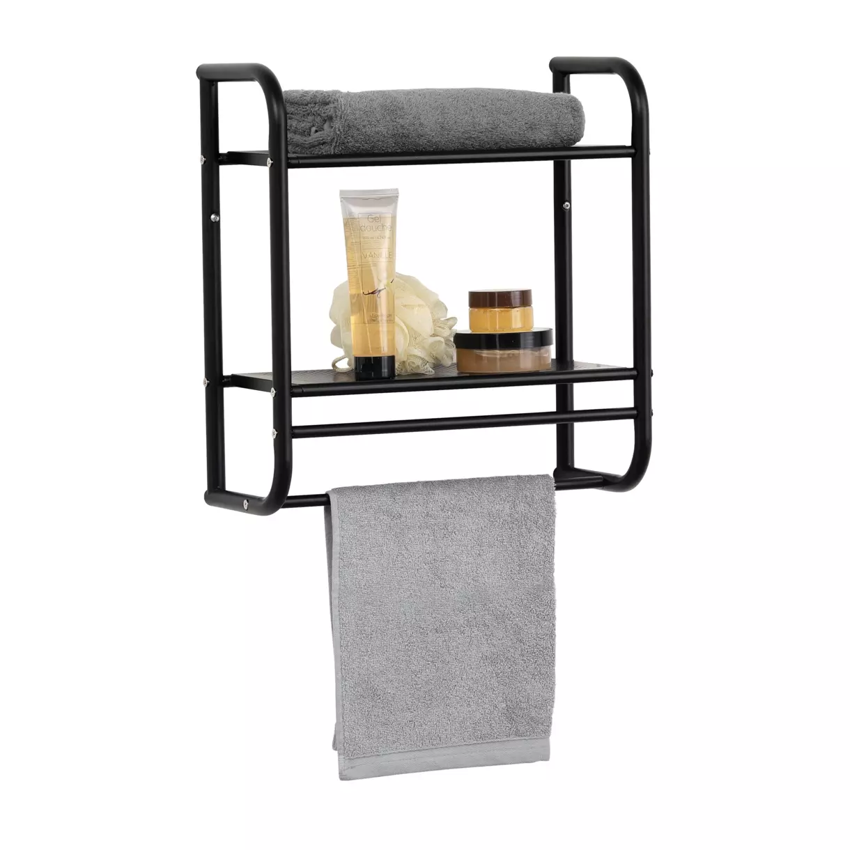 Estante de pared Toallero Metal Negro 1