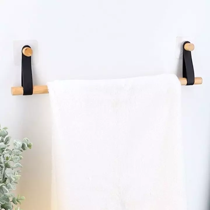 Porte serviette adhésif 1 barre Easy Chic Noir 1