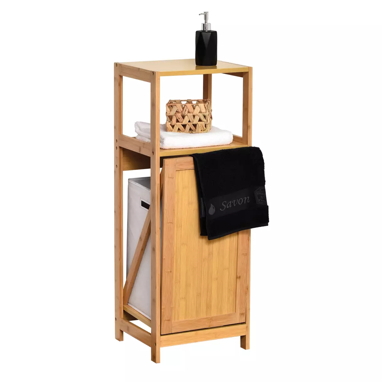 Meuble bas panier à linge Mahé Naturel 1