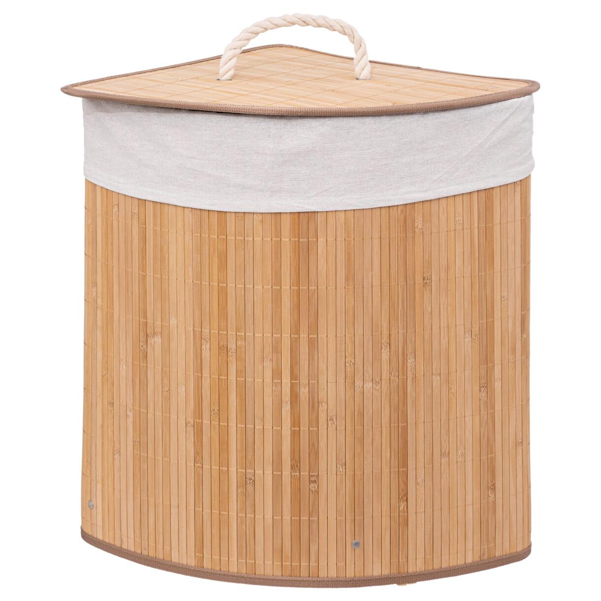 Cesto de lavandería esquinero de bambú natural 1