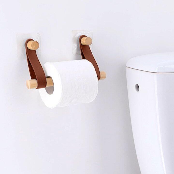Toilettenpapierhalter zum Kleben Kunstleder Easy Chic Karamellbraun 1