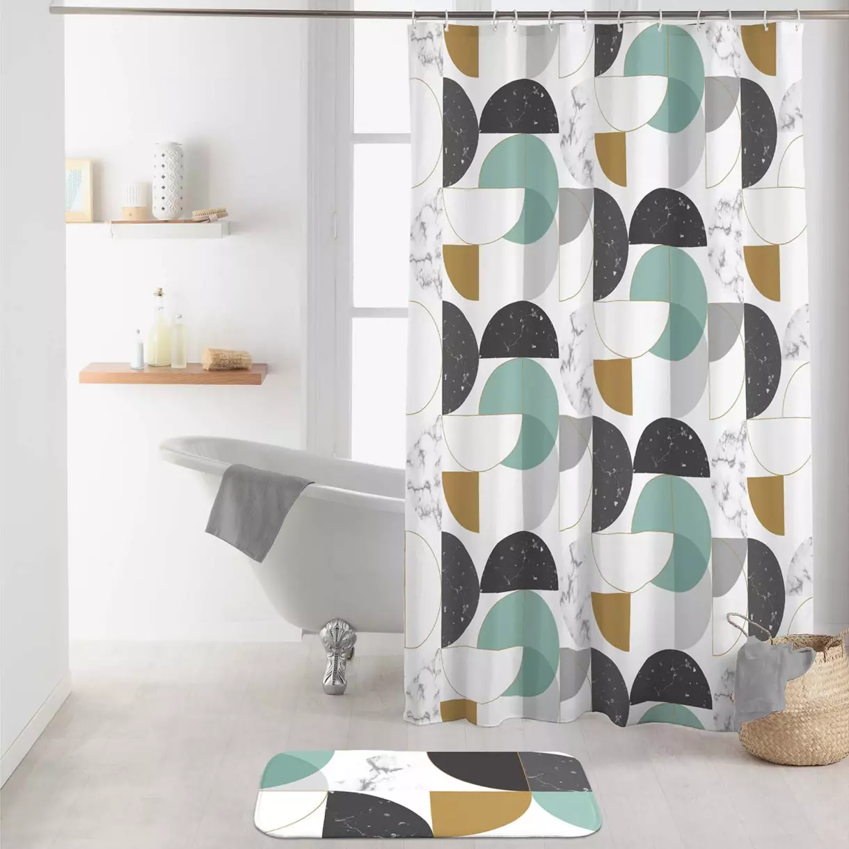 Rideau de douche (200 cm) Geomarbre Bleu 1