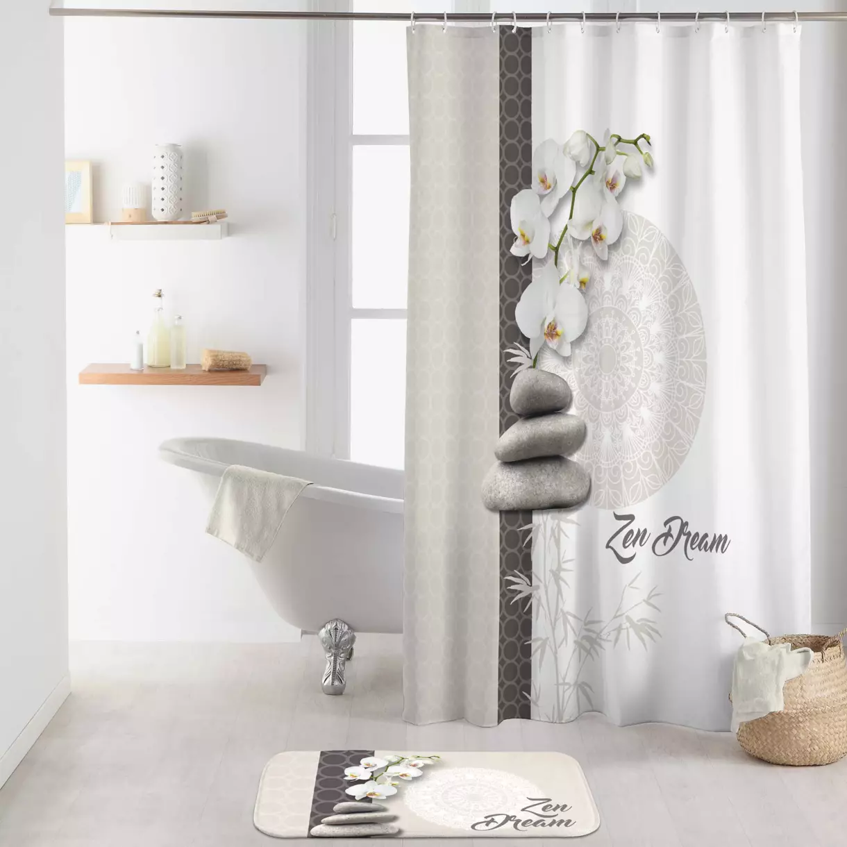 Cortina para ducha (200 cm) Orchizen Blanco 1