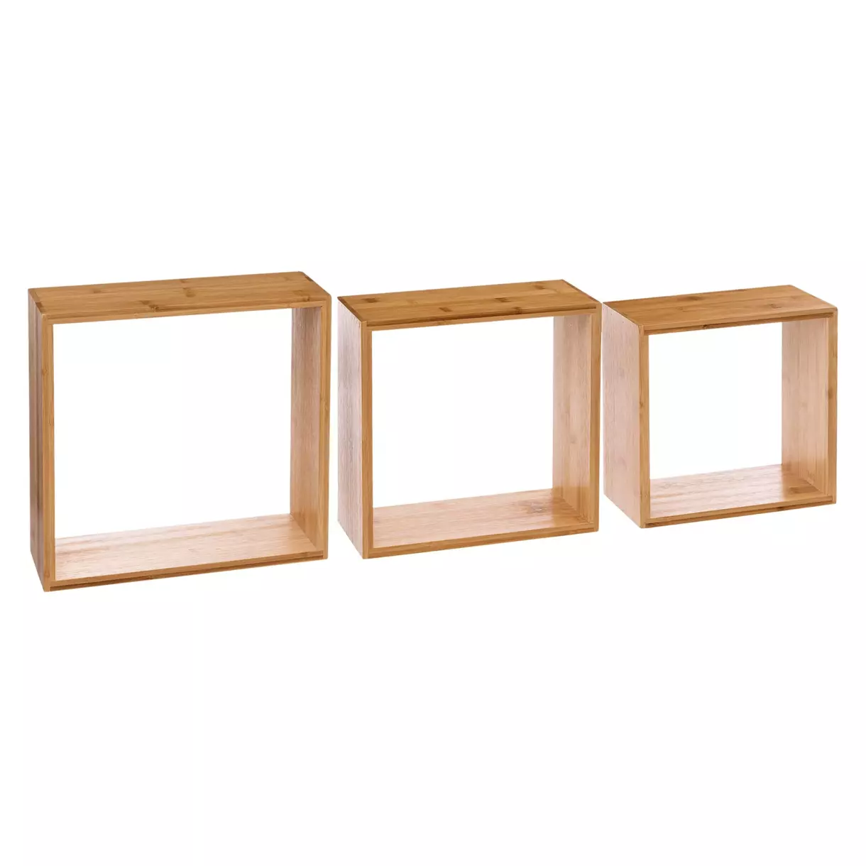 Lot de 3 étagères Cubes Fixy Bambou Naturel 1