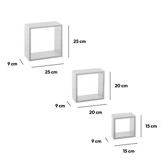 Set van 3 wandrekken Cube Wit Klein Formaat 6
