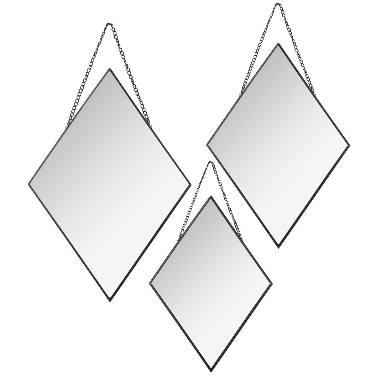 Set van 3 spiegels Losange Zwart 1