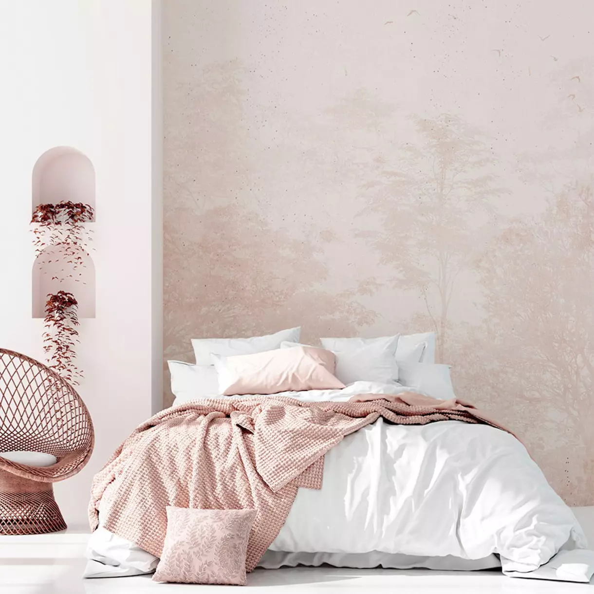 Papel pintado adhesivo (321 x 260 cm) Dream Forest Rosa 1