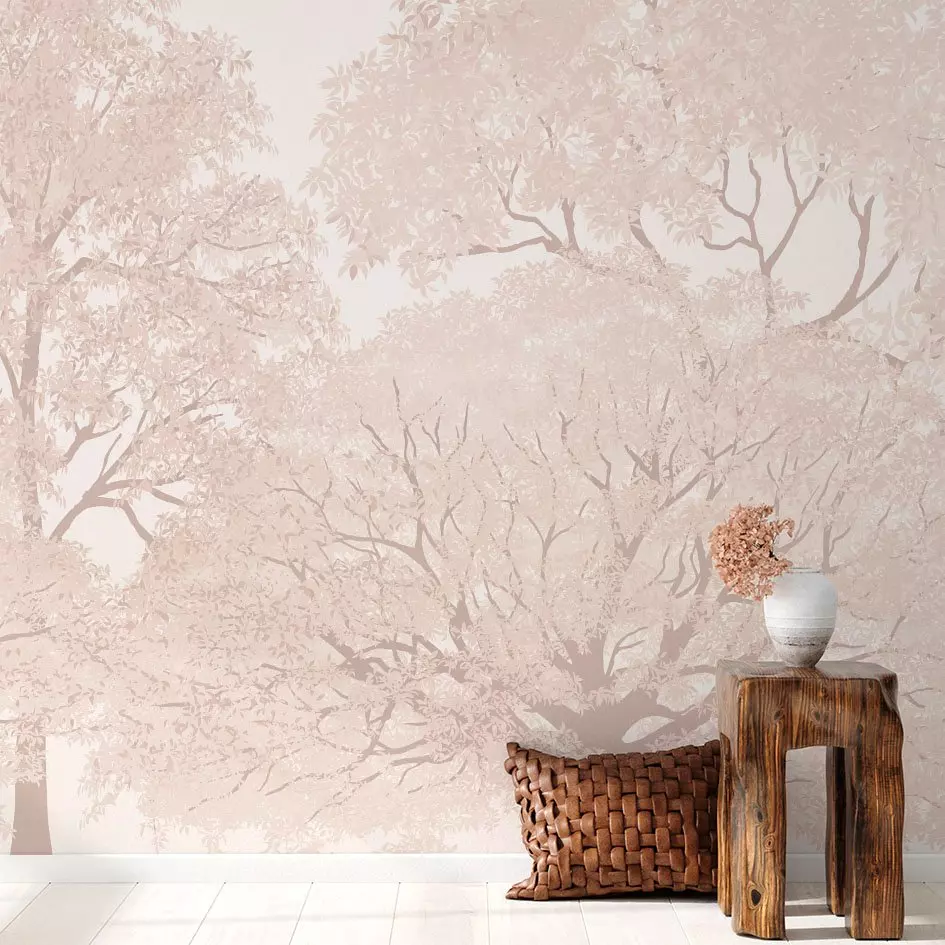 Papel pintado adhesivo (257 x 260 cm) Foliage Rosa 1