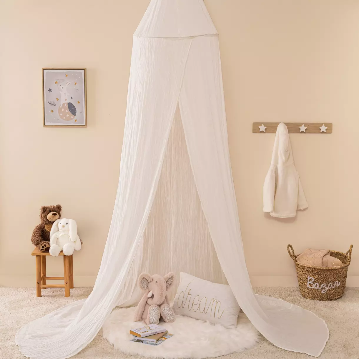 Cielo de cama gasa de algodón Infantil Lili Blanco 1