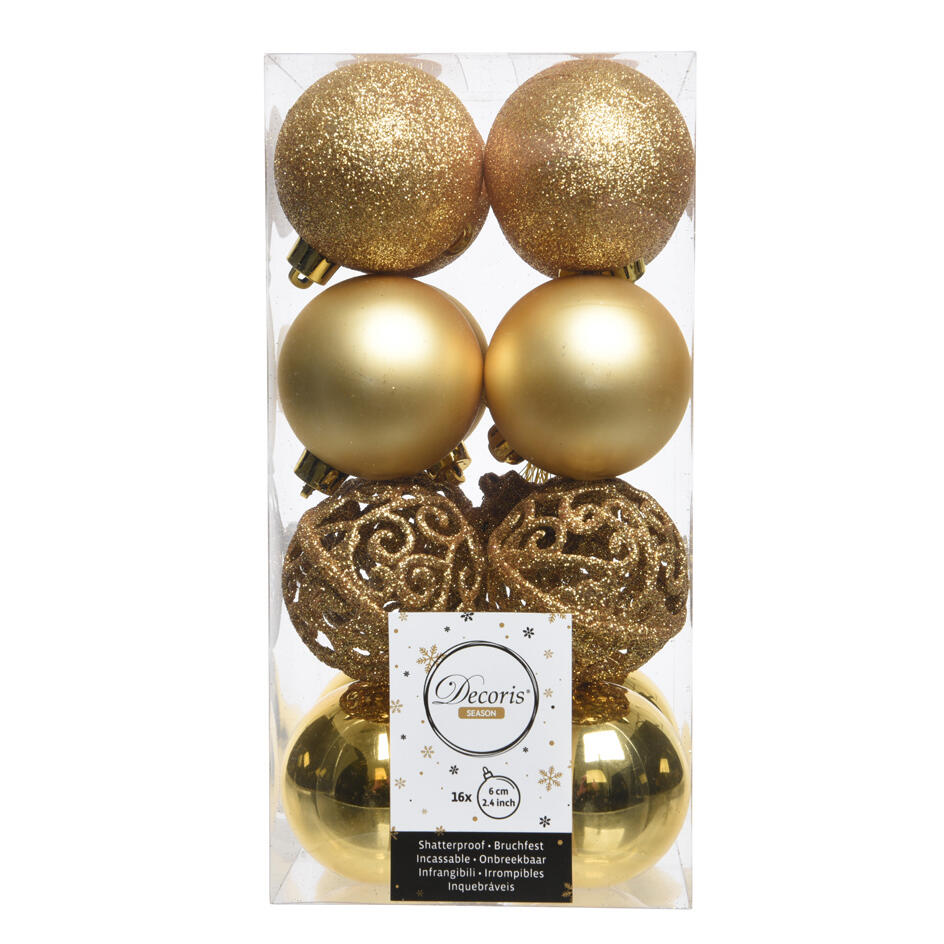 Confezione di 16 palline di Natale (D60 mm) Alpine multi Oro intenso 1