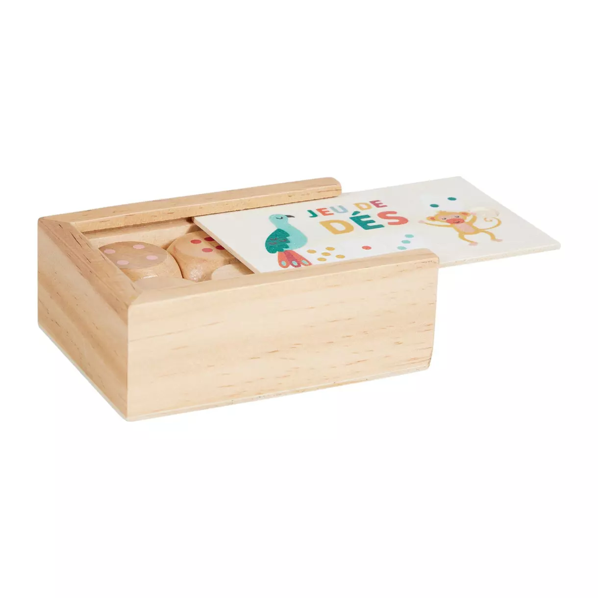 Juego de dados de madera multicolor