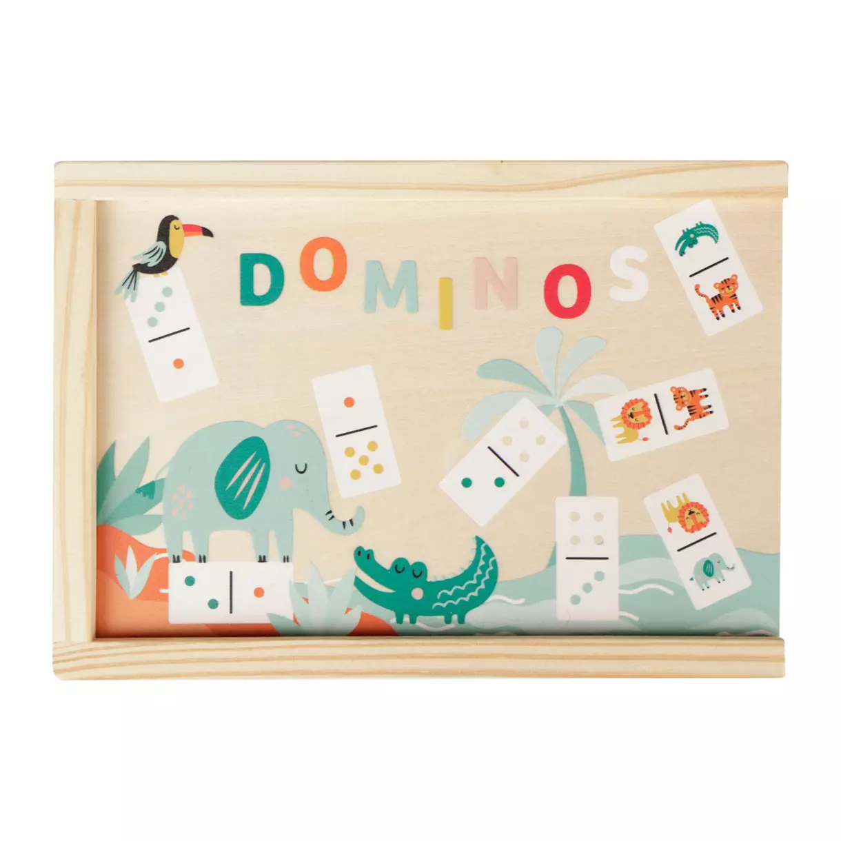 Jeu Dominos bois Animaux Beige