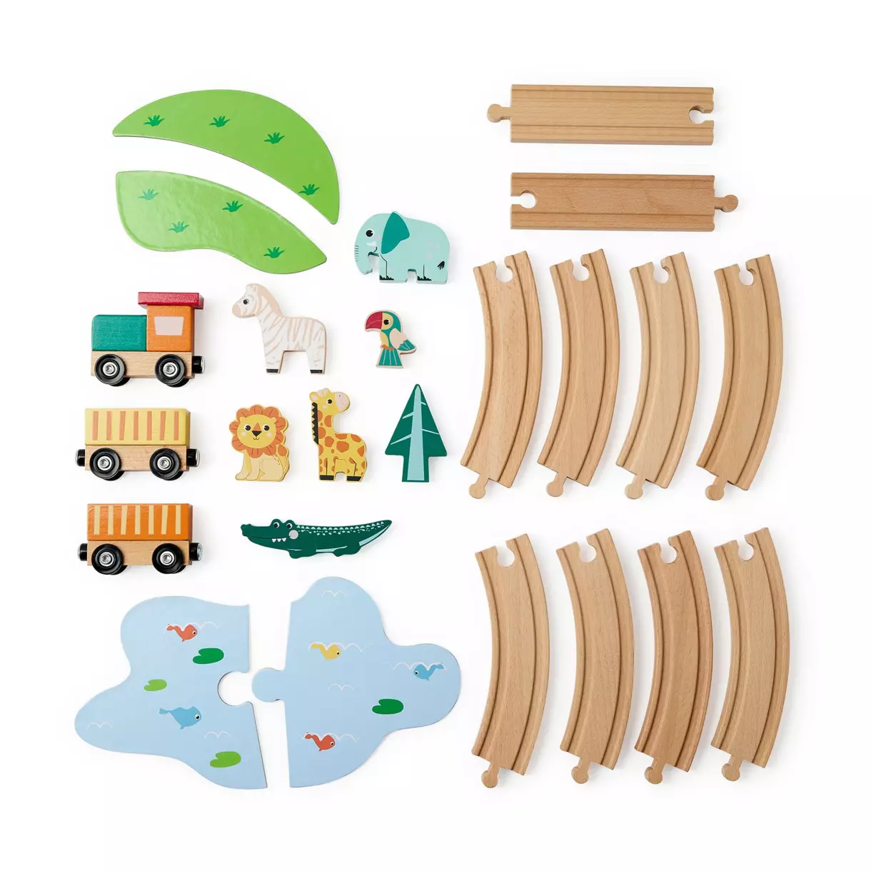 Juego de tren de madera  Animaux Multicolor 1