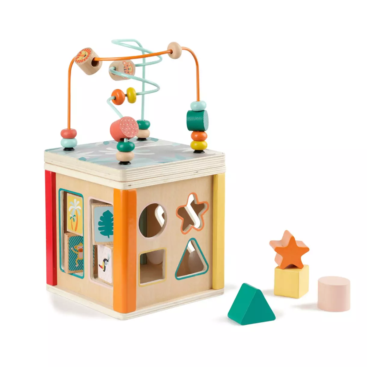 Cube d'activité en bois Multicolore 1