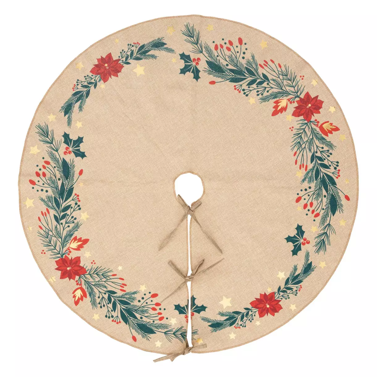 Rond kerstboomtapijt Kerstroos 1