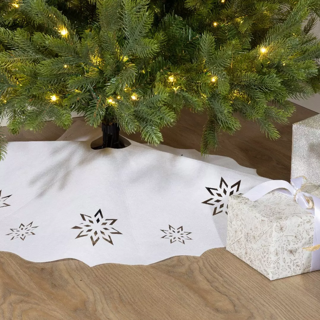 Cache pied de sapin Jupe de satin Blanc