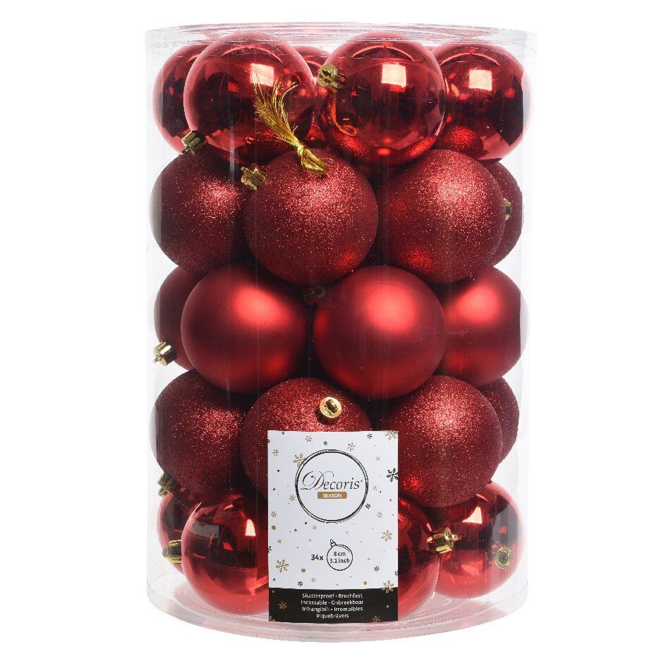Confezione di  34 palline di Natale (D80 mm) Alpine Rosso 2