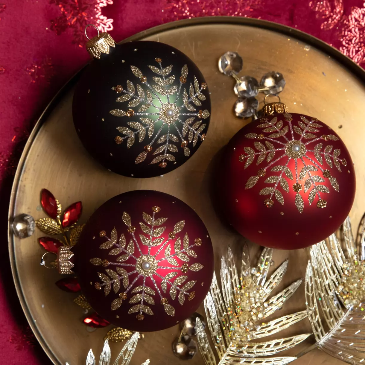 6er Set Weihnachtskugeln (D80 mm) aus Glas Célia Rot 1