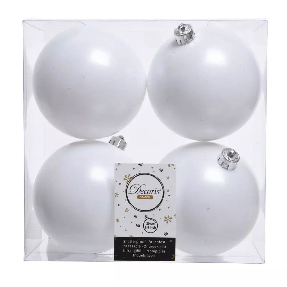 Lot de 4 boules de Noël (D100 mm) Alpine Blanc 1