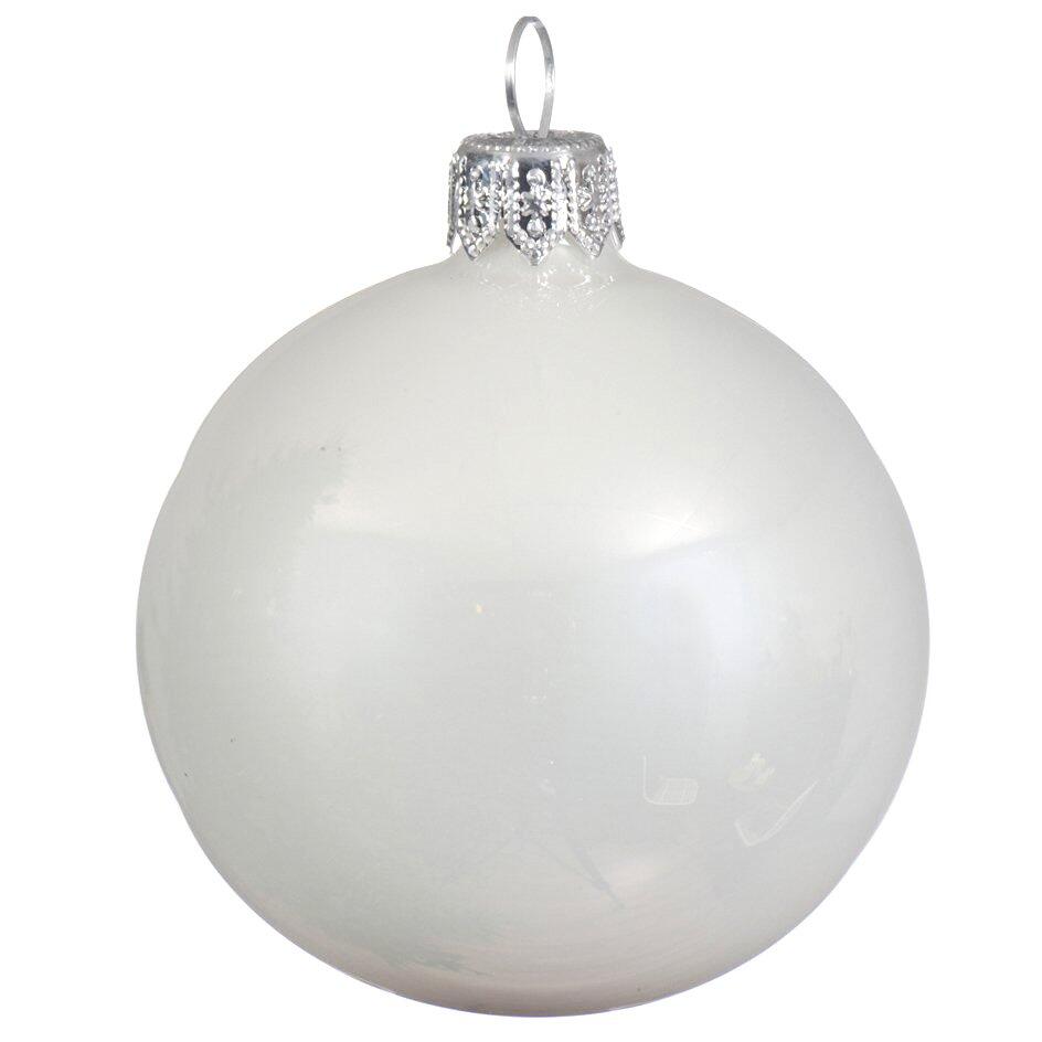 Lot de 6 boules de Noël en verre (D80 mm) Arctique brillantes Blanc  1