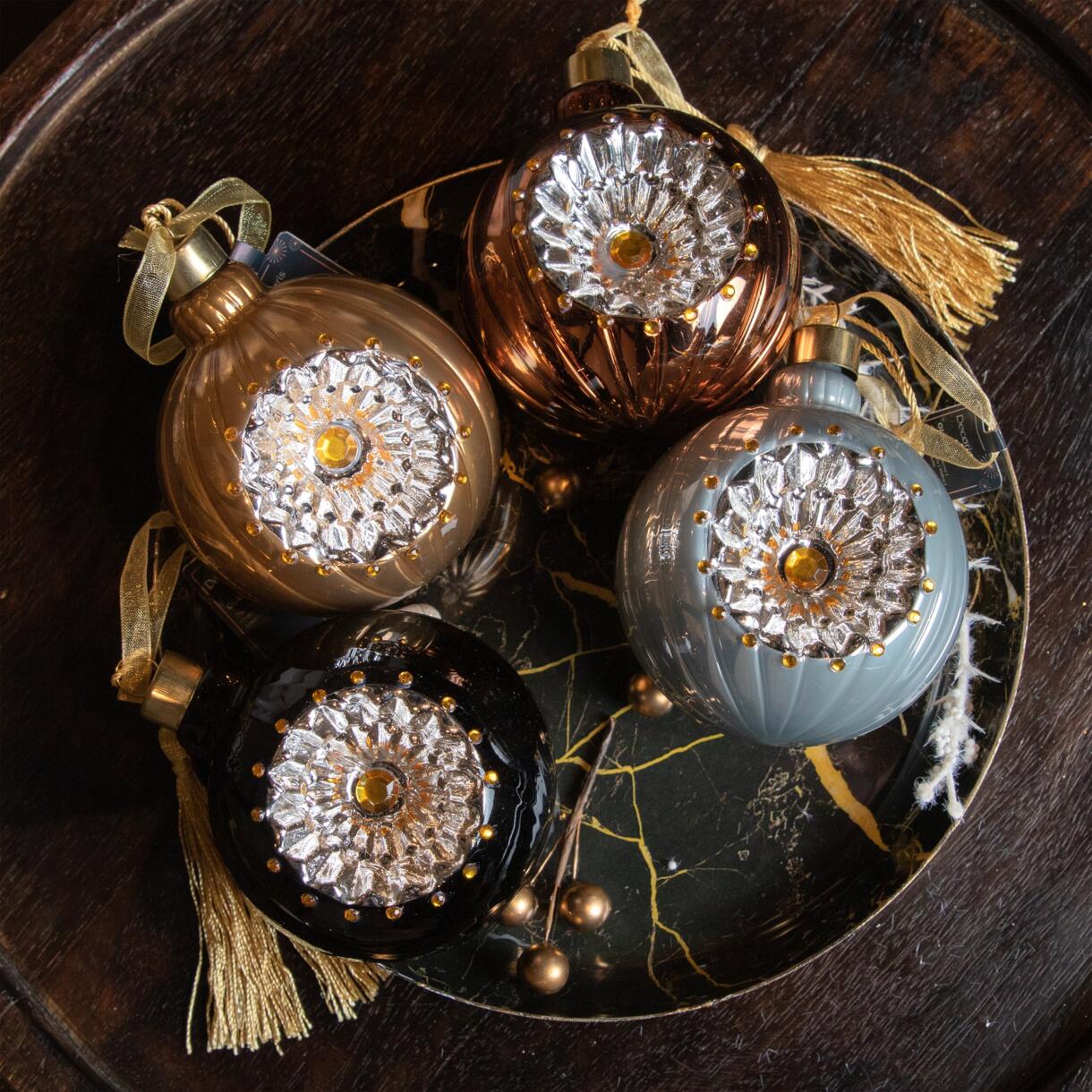 Set van 12 kerstballen (D80 mm) en verre Aura Meerkleurig 1