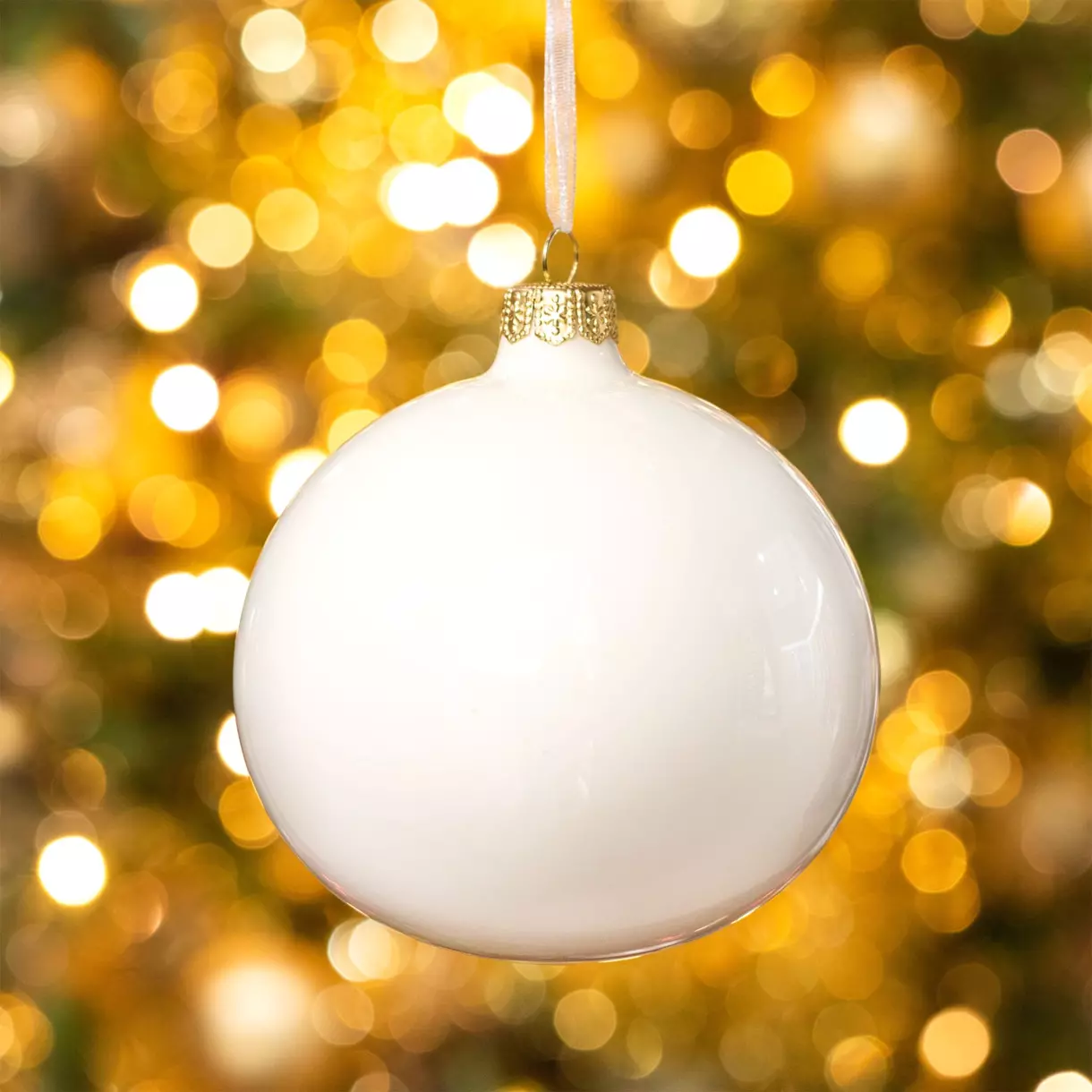 Lote de 6 bolas de Navidad en vidrio (D80 mm) Arctique brillantes Blanco lana 1