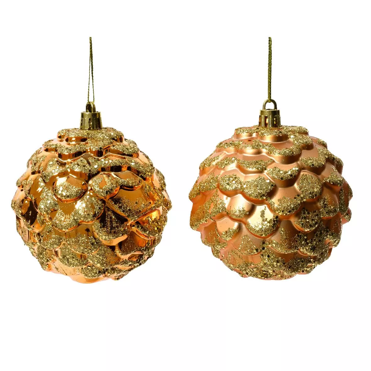 Lot de 12 boules de Noël (D80 mm) Oréa Rouge cuivré 1