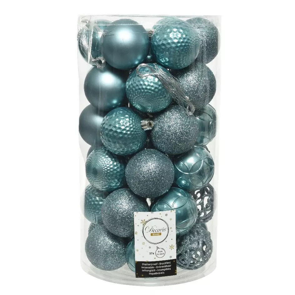 Lote de 37 bolas de Navidad (D60 mm) Alpine mix Azul glaciar 1