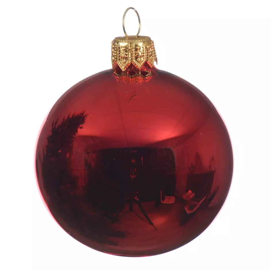 Lot de 6 boules de Noël en verre (D80 mm) Arctique brillantes Rouge  1