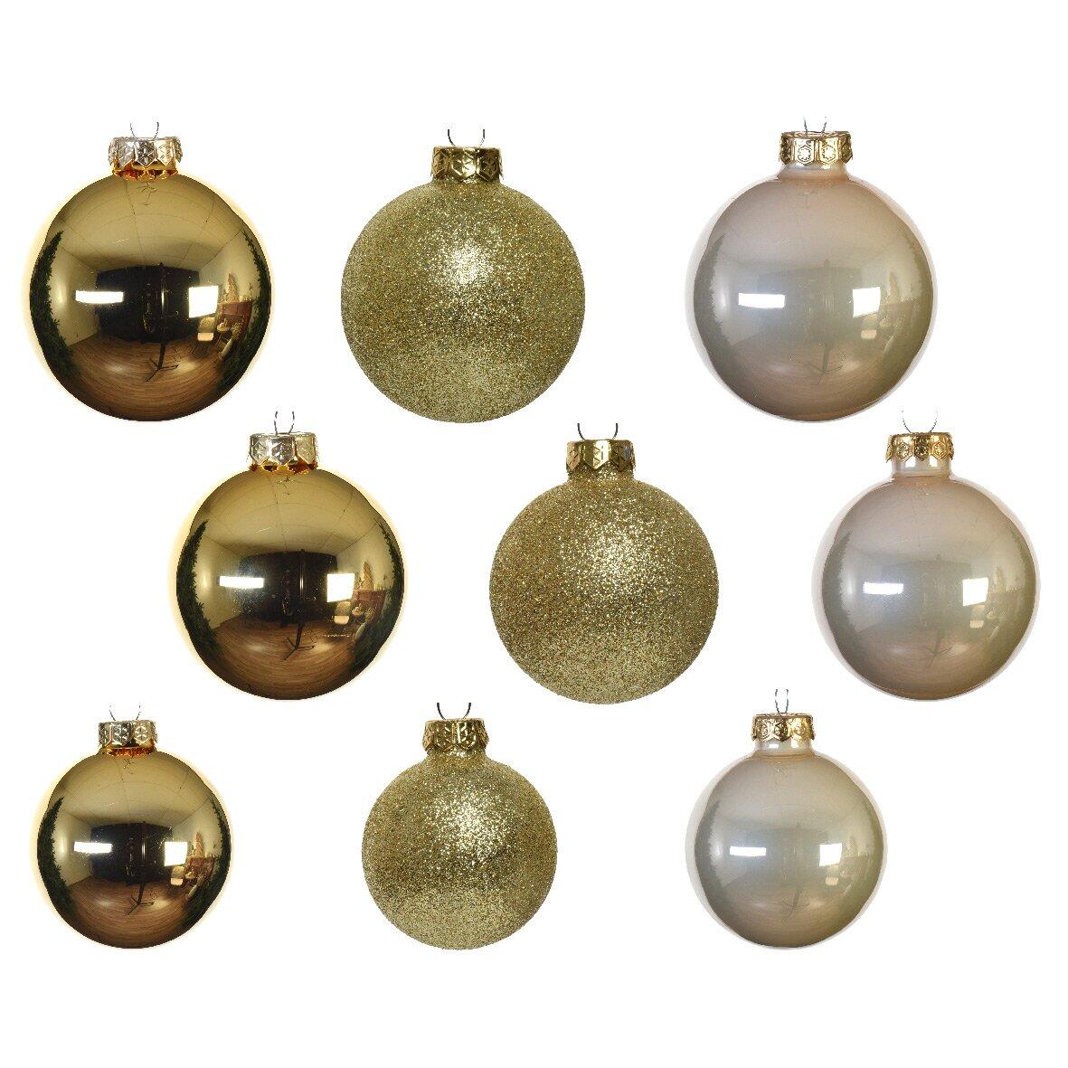 42er set Weihnachtskugeln aus Glas (D70 mm) (D60 mm) (D50 mm) aus Glas Domeona Perlweiß/ Gold  1