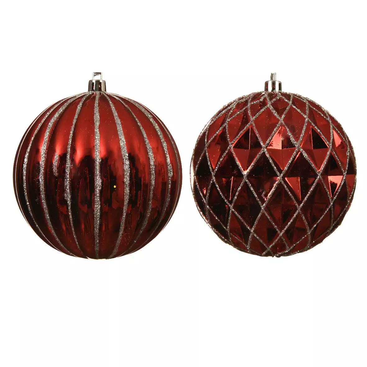 Lot de 12 boules de Noël (D100 mm) Loan Rouge 1