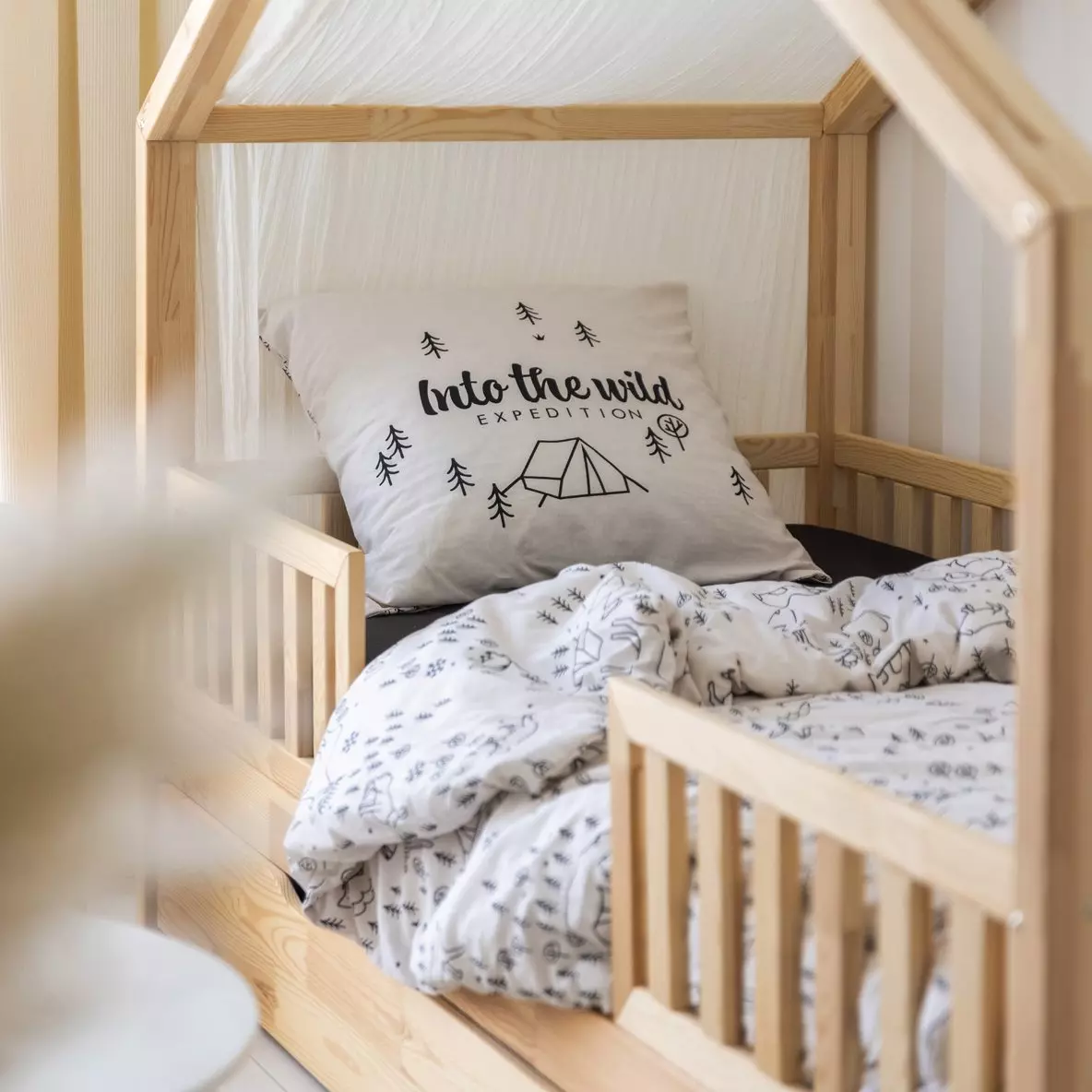 Housse de couette et une taie enfant coton (140 cm) Wild Ecru 1