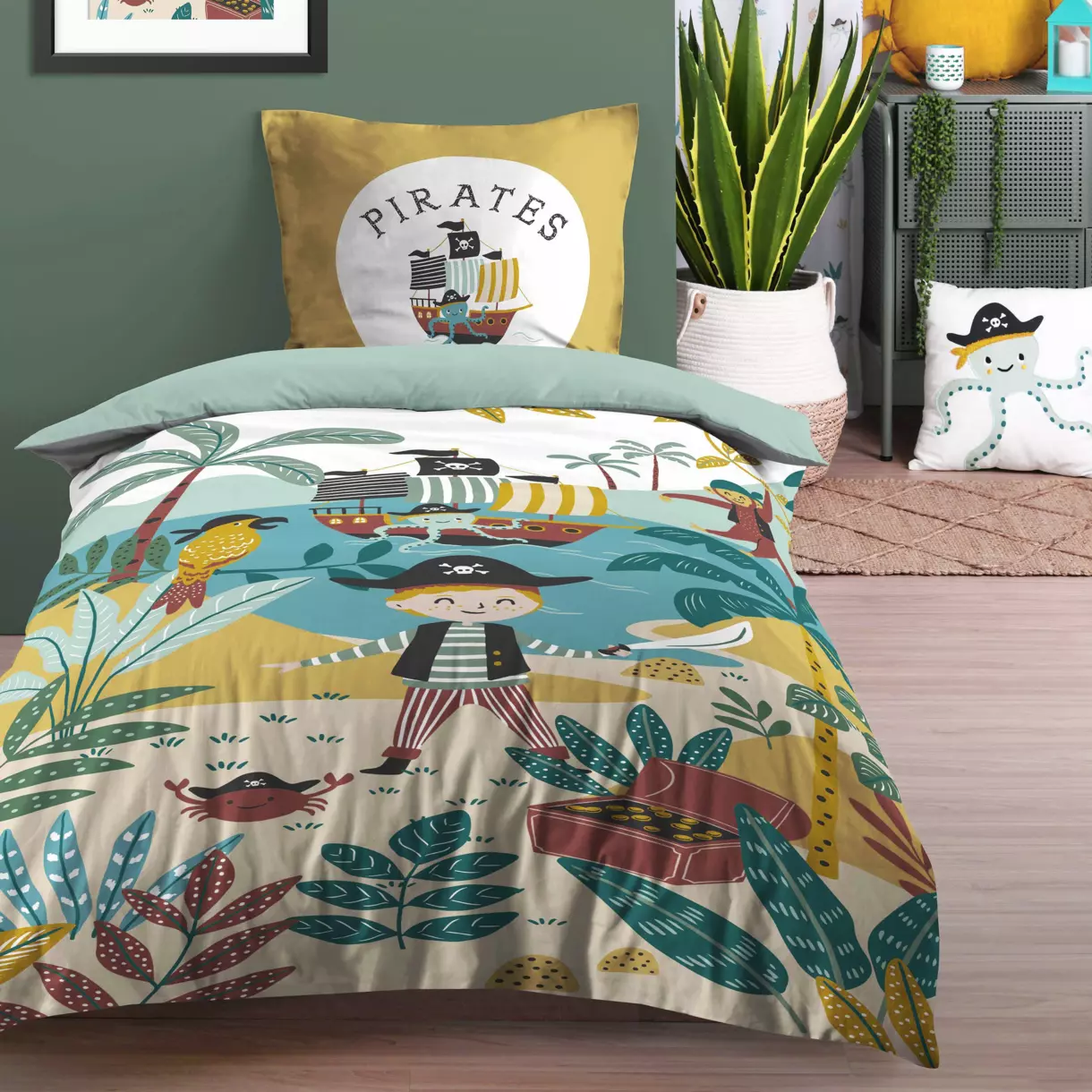 Housse de couette et une taie coton (140 cm) Edouard Multicolore 1