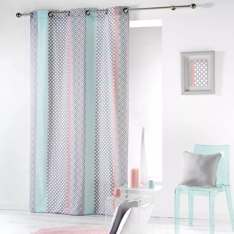 Rideau tamisant enfant (140 x 240 cm) Baltic Rose et menthe 1
