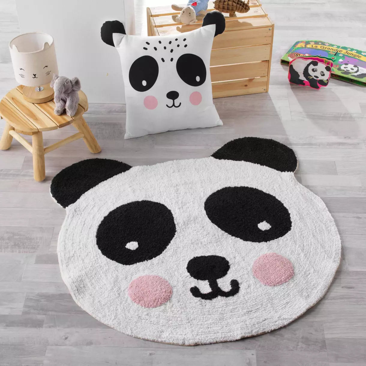 Tapis (90 cm) Petit Panda Blanc 1