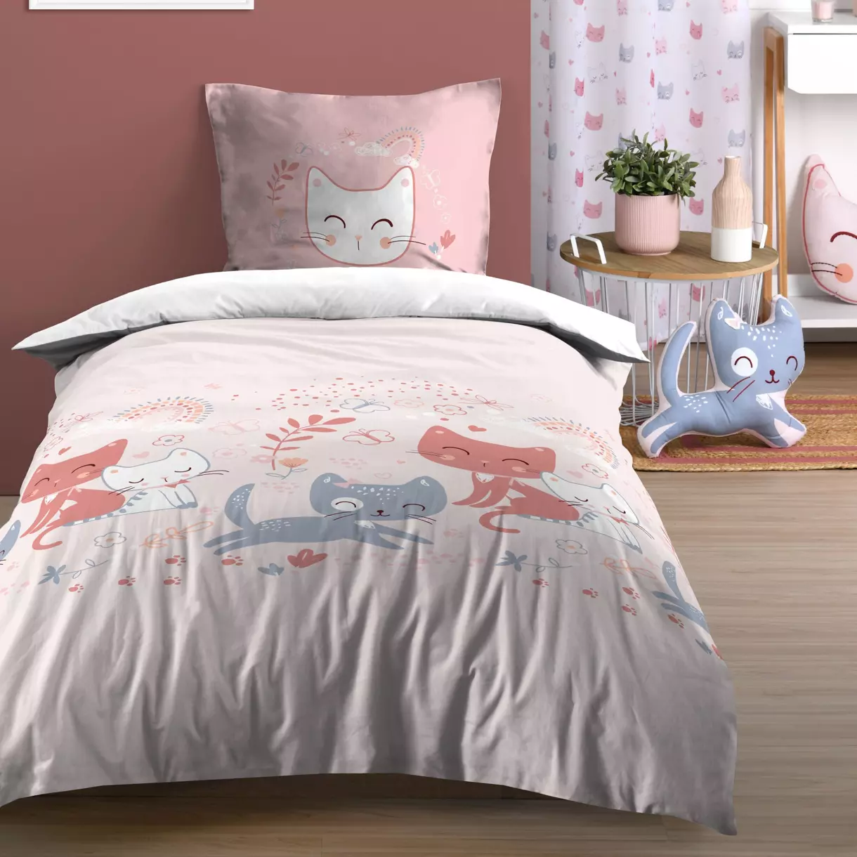 Funda Nórdica y una funda para almohada algodón (140 cm) Zoeline Rosa 1