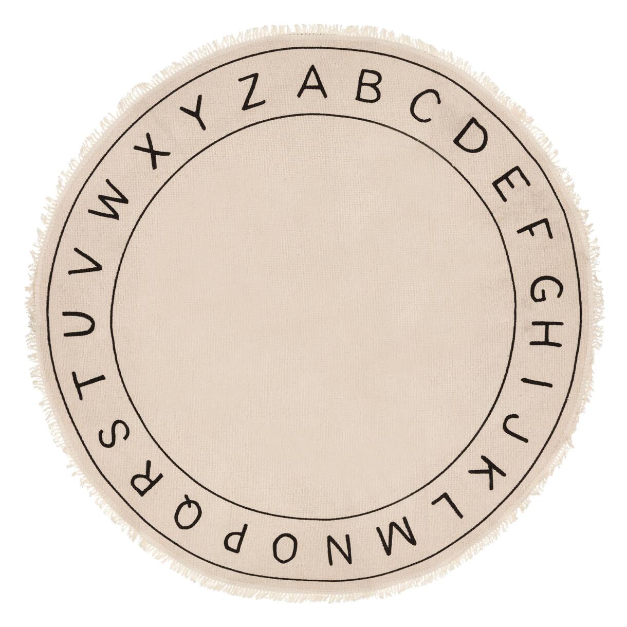 Vloerkleed katoen (120 cm) alphabet Zwart 1
