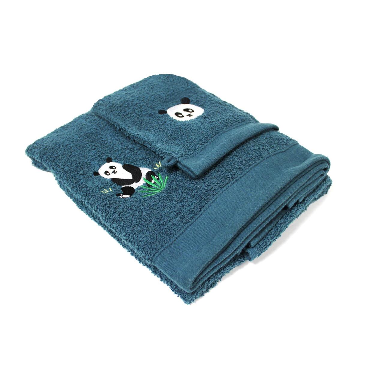 Asciugamano e guanto da bagno Petit Panda Blu 1