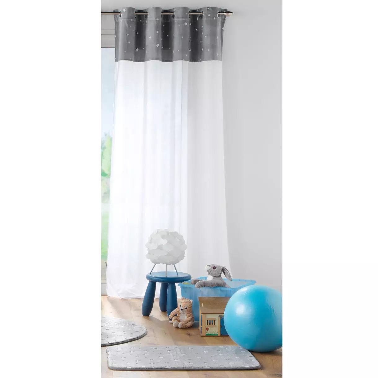 Visillo fosforescente (140 x 240 cm) Moonlight Gris 1