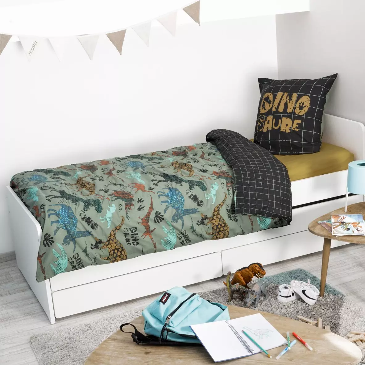 Housse de couette et une taie enfant coton supérieur (140 cm) Trias Multicolore 1