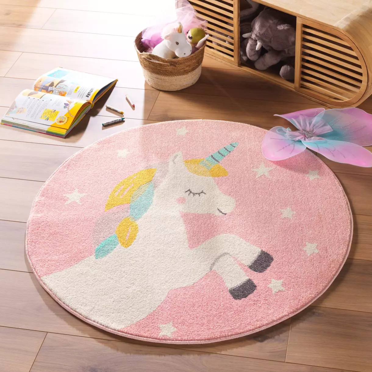 Alfombra redonda Infantil (100 cm) Etoiline Rosa 1