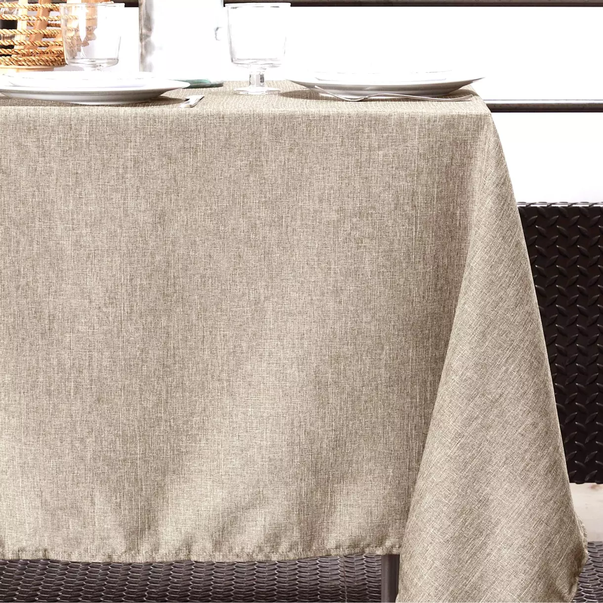 Nappe rectangulaire (L300 cm) Bea Marron chiné 1