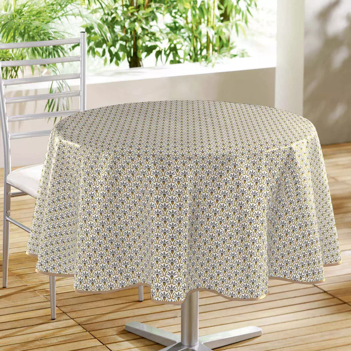 Mantel redondo encerado (D160 cm) Stylart Topo 1