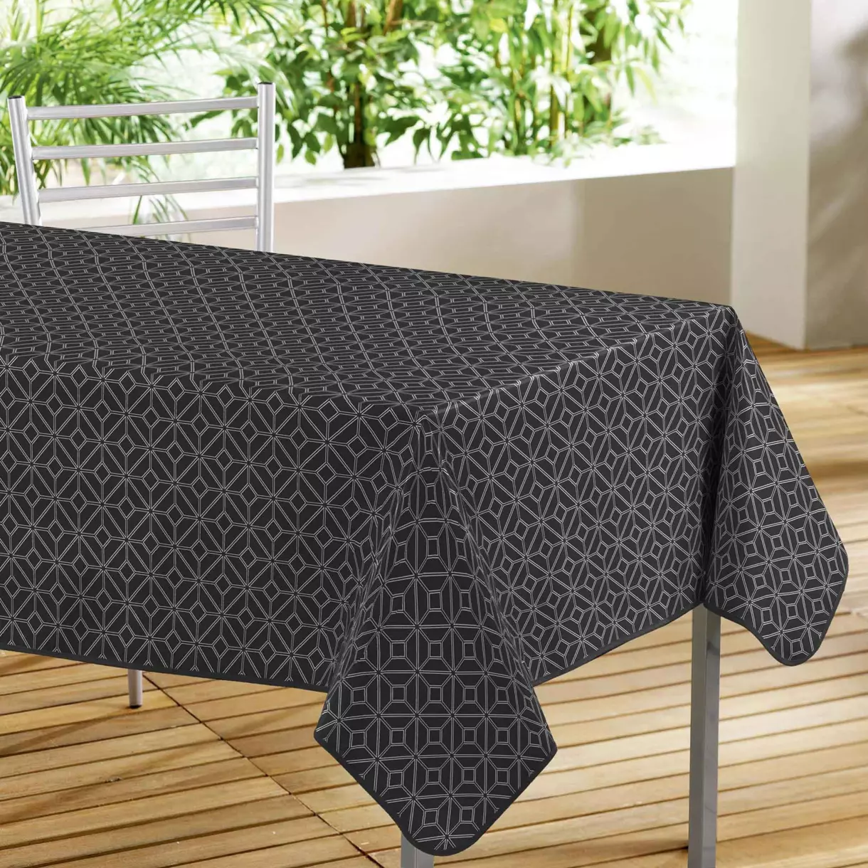 Mantel rectangular encerado  (L240 cm) Moderna Negro 1