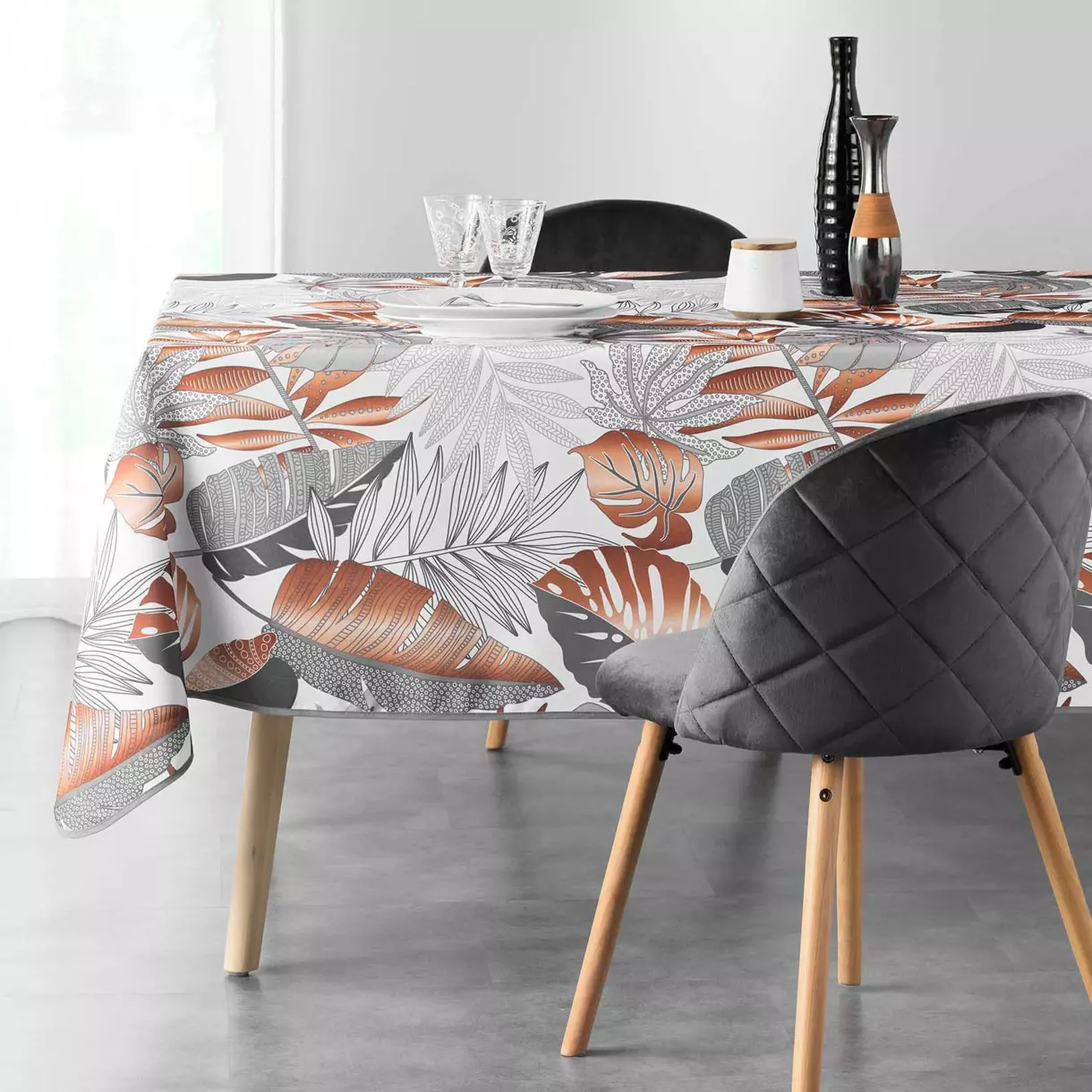 Nappe rectangulaire anti tache (L240 cm) Alianor Blanche 1