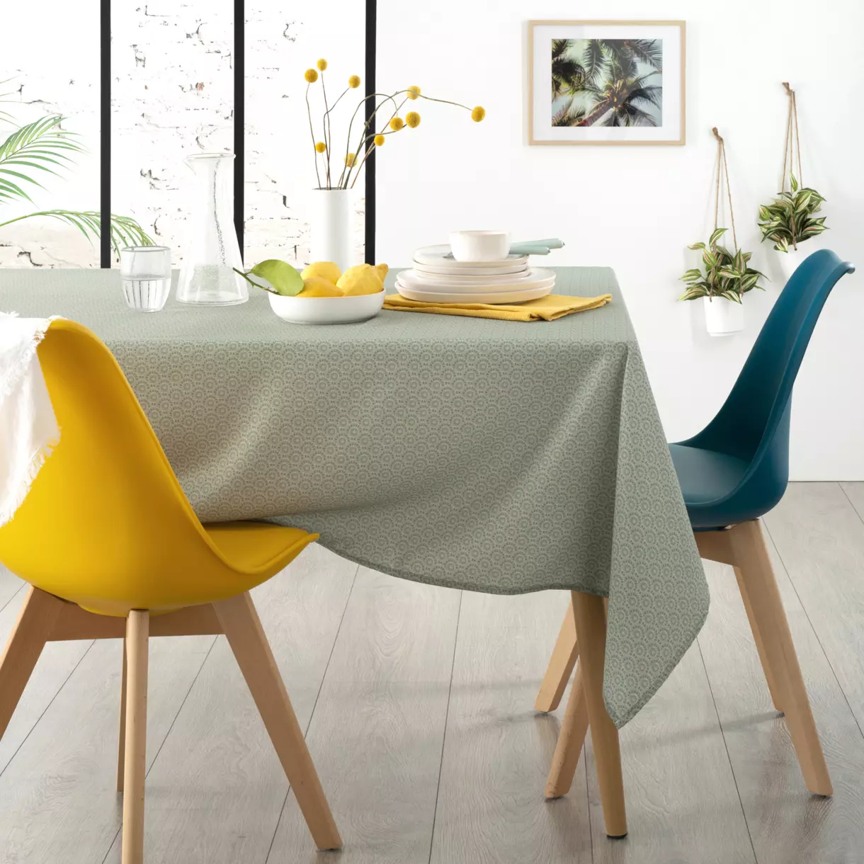 Nappe rectangulaire anti tache (L240 cm) Washi Verte 1