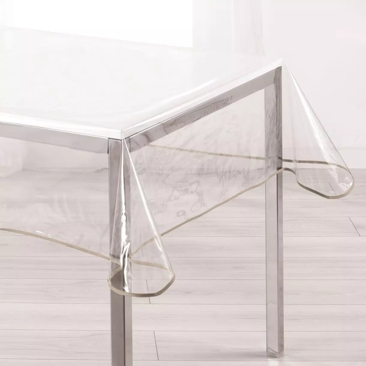 Nappe rectangulaire toile cirée transparente (L240 cm) Garden Taupe 1