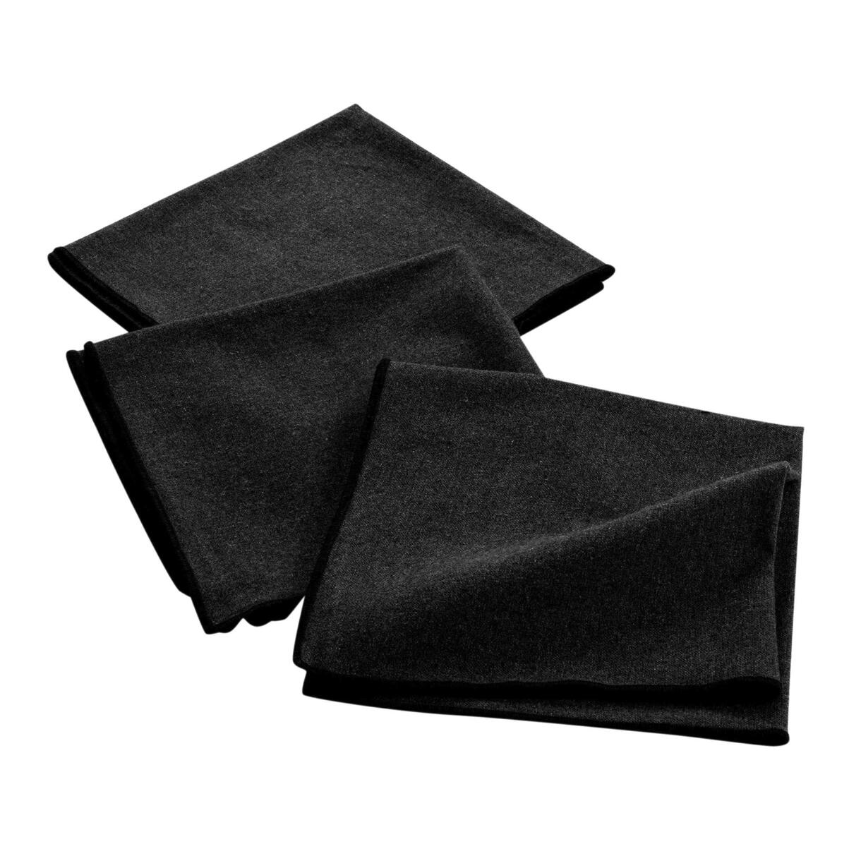 Set van 3 servetten gerecycled katoen Mistraline Zwart 1