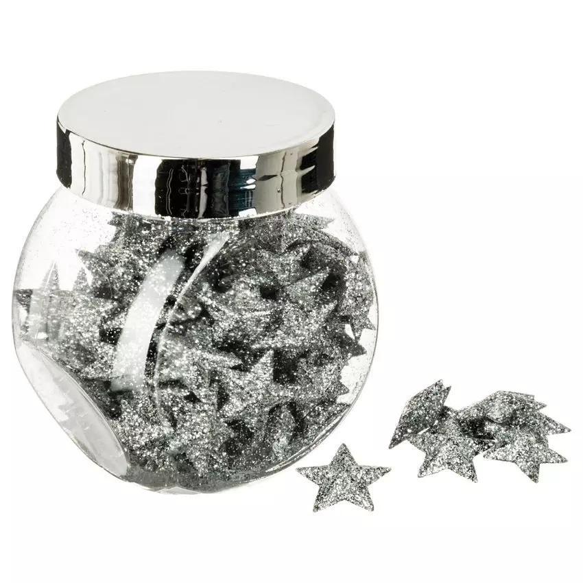 100er Set Sterne zum Streuen Silber 1